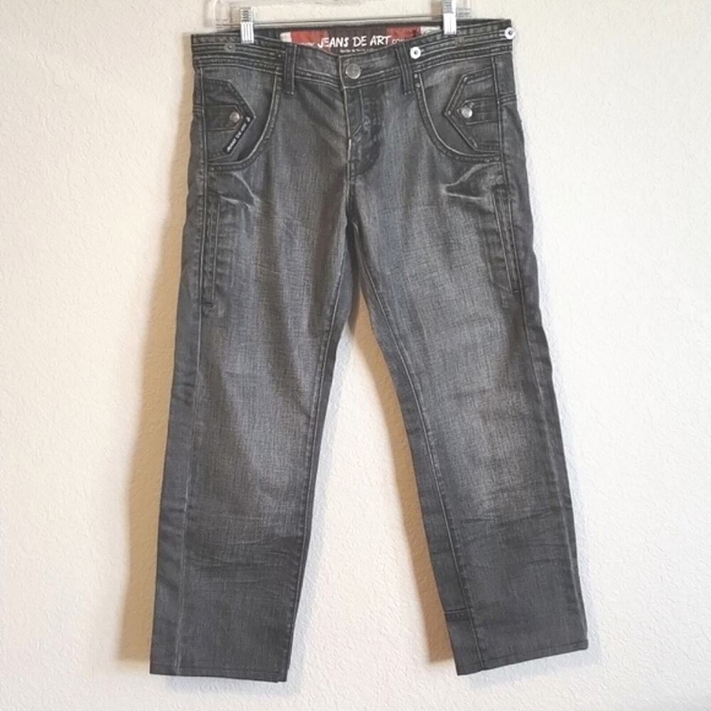 Jean de Art Japanese Grey Wash Straight Wide Leg Streetwear Jeans XL (34/35)